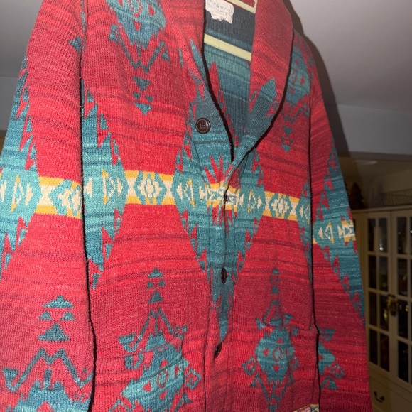 Denim & Supply Ralph Lauren Polo Navajo Red and Teal Patterned Sweater - Picture 2 of 6